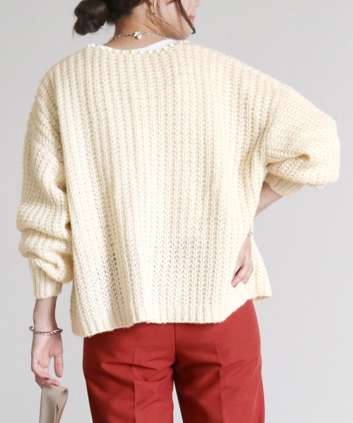 reca(レカ)の「パールニットカーディガン(カーディガン/ボレロ・レディース・チャコールグレー/パープル/アイボリー・FREE)」の5枚目の写真