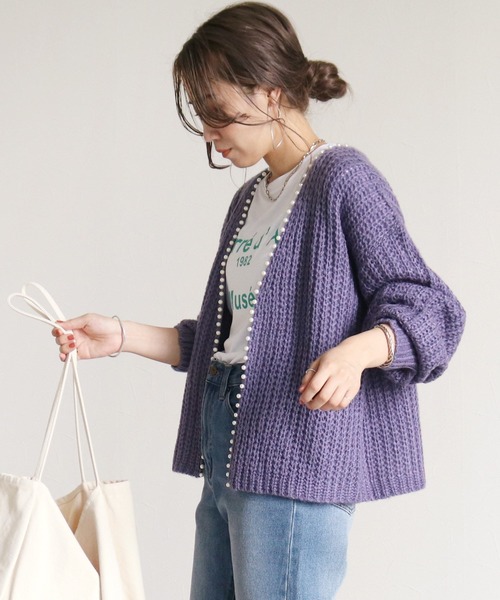 reca(レカ)の「パールニットカーディガン(カーディガン/ボレロ・レディース・チャコールグレー/パープル/アイボリー・FREE)」の11枚目の写真