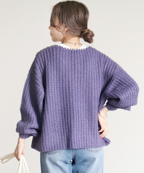 reca(レカ)の「パールニットカーディガン(カーディガン/ボレロ・レディース・チャコールグレー/パープル/アイボリー・FREE)」の12枚目の写真