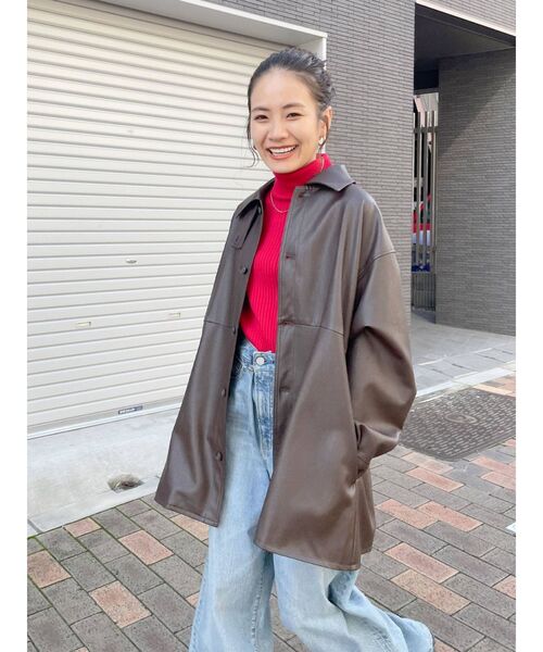 Ungrid（アングリッド）の「フェイクレザーブルゾン（ブルゾン・レディース・イエロー/ブラウン・FREE）」の6枚目の写真