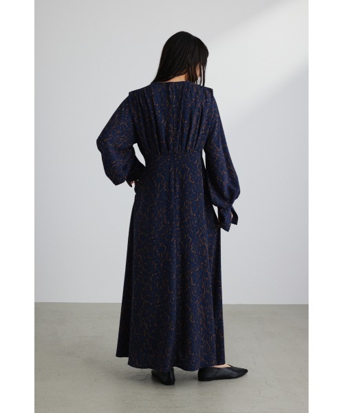 STYLEMIXER(スタイルミキサー)の「ペイントパターンギャザーワンピース(ワンピース・レディース・ネイビー/ライトベージュ・SMALL/MEDIUM)」の9枚目の写真