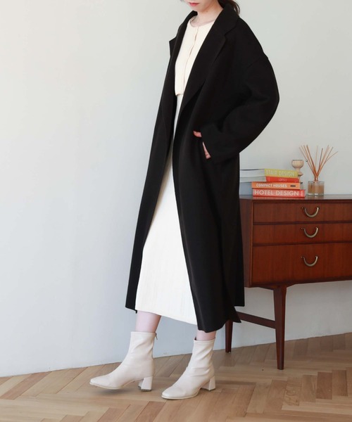 archives（アルシーヴ）の「ニードルパンチチェスターコート（チェスターコート・レディース・グリーン/グレイッシュベージュ/ブラック/アイボリー・MEDIUM）」の3枚目の写真