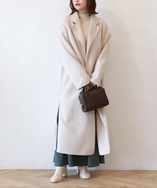 archives（アルシーヴ）の「ニードルパンチチェスターコート（チェスターコート・レディース・グリーン/グレイッシュベージュ/ブラック/アイボリー・MEDIUM）」の6枚目の写真