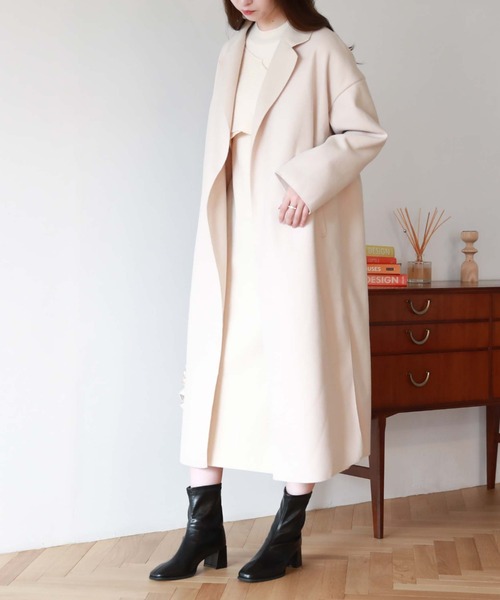 archives（アルシーヴ）の「ニードルパンチチェスターコート（チェスターコート・レディース・グリーン/グレイッシュベージュ/ブラック/アイボリー・MEDIUM）」の17枚目の写真