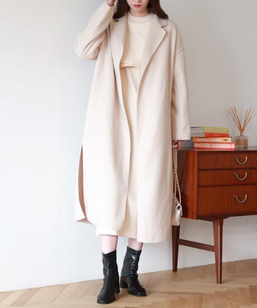 archives（アルシーヴ）の「ニードルパンチチェスターコート（チェスターコート・レディース・グリーン/グレイッシュベージュ/ブラック/アイボリー・MEDIUM）」の15枚目の写真