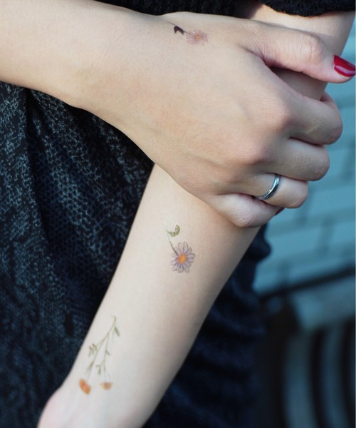 10枚セット 】 フラワー タトゥー シール #_（ステッカー/テープ