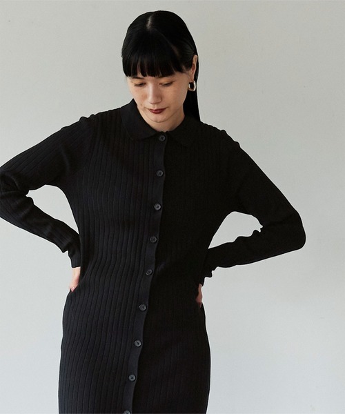 miette 　ミエット　襟付きリブニットワンピース miette（ミエット）の「襟付きﾘﾌﾞﾆｯﾄﾜﾝﾋﾟｰｽ（ワンピース）」 - WEAR
