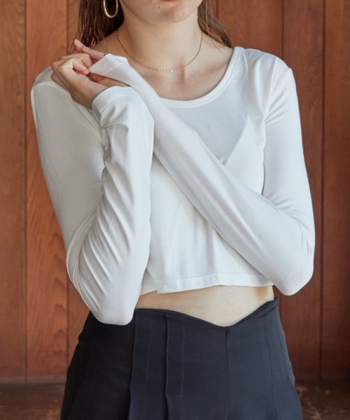 ACYM（アシーム）の「Compact short ロンT（Tシャツ/カットソー・レディース・ホワイト/ブラック・FREE）」の2枚目の写真