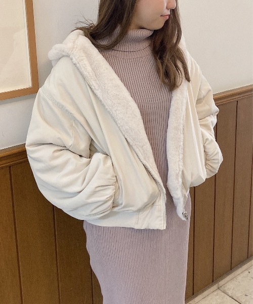 abc une face(アーベーセーアンフェイス)の「リバーシブルMA-1(MA-1・レディース・ホワイト/ブラック/ライトピンク/ホワイト系その他/ブラック系その他・FREE)」の9枚目の写真