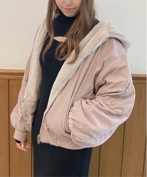 abc une face(アーベーセーアンフェイス)の「リバーシブルMA-1(MA-1・レディース・ホワイト/ブラック/ライトピンク/ホワイト系その他/ブラック系その他・FREE)」の8枚目の写真