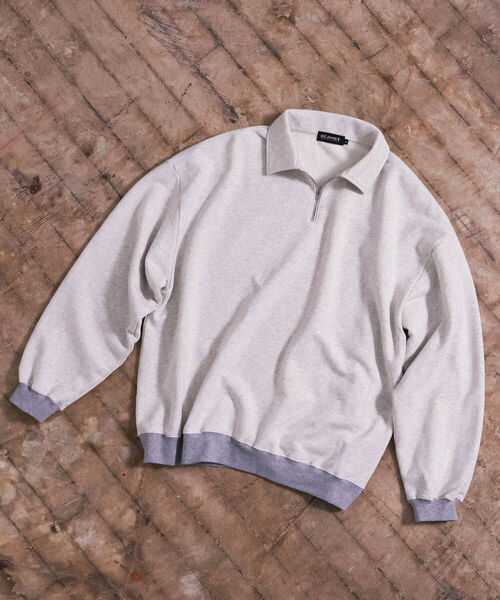 BEAMS T（ビームスティー）の「BEAMS T / HALF ZIP TWO TONE SWEAT（スウェット・メンズ・ブラウン/ライトグレー・SMALL/LARGE/MEDIUM/X-LARGE）」の2枚目の写真