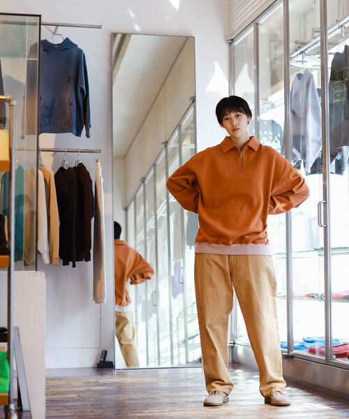 BEAMS T（ビームスティー）の「BEAMS T / HALF ZIP TWO TONE SWEAT（スウェット・メンズ・ブラウン/ライトグレー・SMALL/LARGE/MEDIUM/X-LARGE）」の3枚目の写真