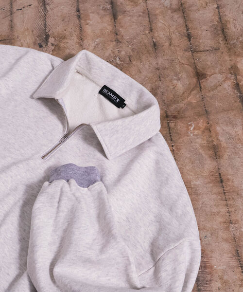 BEAMS T（ビームスティー）の「BEAMS T / HALF ZIP TWO TONE SWEAT（スウェット・メンズ・ブラウン/ライトグレー・SMALL/LARGE/MEDIUM/X-LARGE）」の7枚目の写真