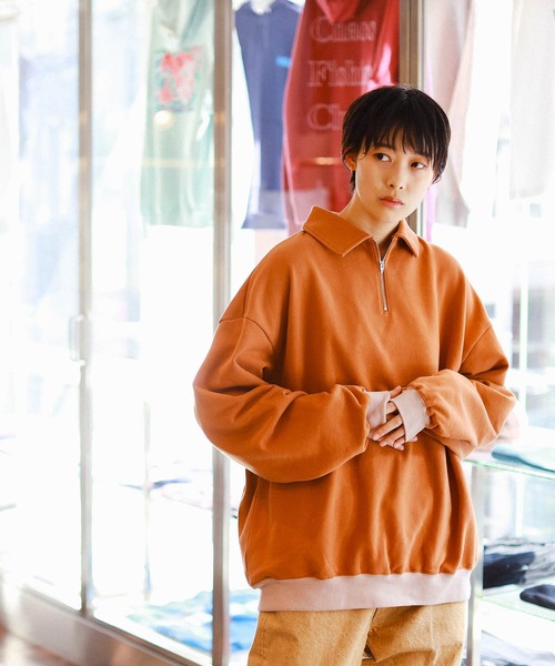 BEAMS T（ビームスティー）の「BEAMS T / HALF ZIP TWO TONE SWEAT（スウェット・メンズ・ブラウン/ライトグレー・SMALL/LARGE/MEDIUM/X-LARGE）」の12枚目の写真