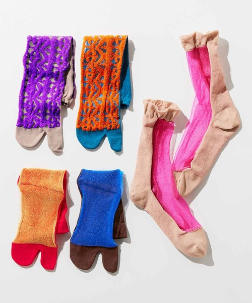 MEDE19F(メデジュウキュウ)の「MEDE19F 足もとが華やぐバイカラー足袋仕様のソックス(ソックス/靴下・レディース・パープル/ブルー系その他・ONE SIZE)」の9枚目の写真