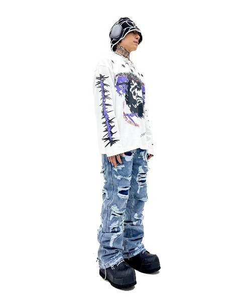 FREE WORLD ORDER(フリーワールドオーダー)の「【 FREE WORLD ORDER / フリーワールドオーダー ( F.V.V.O / エフブイブイオー ) 】HANDMADE BUCKET HAT / クロシェハット クロシェ バケットハット 鍵あみ スパイダー(ニットキャップ/ビーニー・メンズ・ブラック/レッド・ONE SIZE)」の10枚目の写真