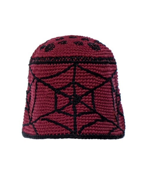 FREE WORLD ORDER(フリーワールドオーダー)の「【 FREE WORLD ORDER / フリーワールドオーダー ( F.V.V.O / エフブイブイオー ) 】HANDMADE BUCKET HAT / クロシェハット クロシェ バケットハット 鍵あみ スパイダー(ニットキャップ/ビーニー・メンズ・ブラック/レッド・ONE SIZE)」の12枚目の写真