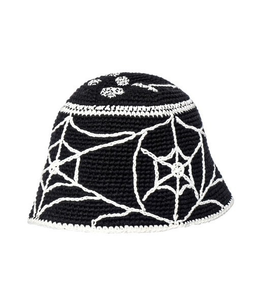 FREE WORLD ORDER(フリーワールドオーダー)の「【 FREE WORLD ORDER / フリーワールドオーダー ( F.V.V.O / エフブイブイオー ) 】HANDMADE BUCKET HAT / クロシェハット クロシェ バケットハット 鍵あみ スパイダー(ニットキャップ/ビーニー・メンズ・ブラック/レッド・ONE SIZE)」の6枚目の写真