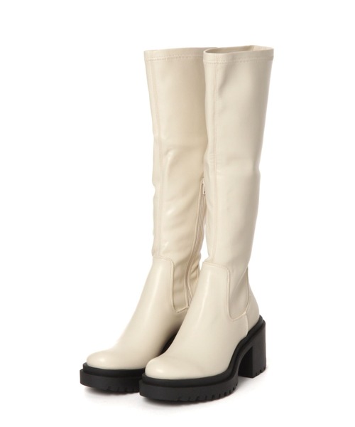 ALAND(エーランド)の「ブロックヒールロングブーツ 2171296(ブーツ・レディース・オフホワイト/ブラック・SMALL/MEDIUM/LARGE)」の2枚目の写真