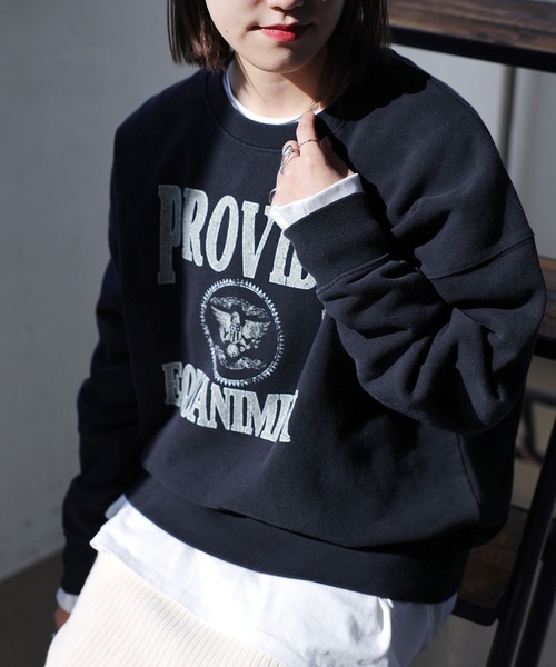 PAGEBOY(ページボーイ)の「エンブレムロゴ裏毛プルオーバー(Tシャツ/カットソー・レディース・オートミール/オフホワイト/ブラック・FREE)」の6枚目の写真