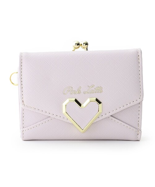 PINK-latte（ピンクラテ）の「◆ハート金具がまぐちコンパクト財布（財布・キッズ・ライトパープル/グレー/ブラック・00）」の3枚目の写真