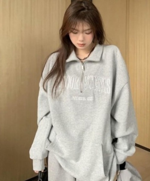 VIBGYOR（ヴィブジョー）の「【バーレスク】ハーフジッププルオーバースエット(BQ)（スウェット・レディース・ブラック/アイボリー/ライトグレー・MEDIUM）」の3枚目の写真