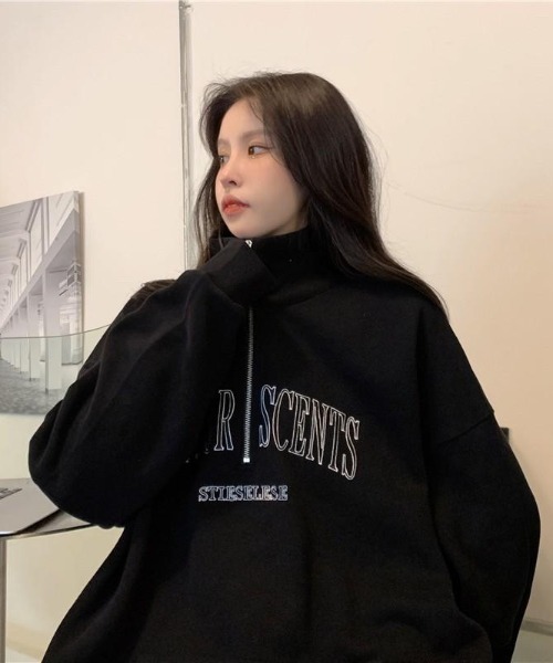 VIBGYOR（ヴィブジョー）の「【バーレスク】ハーフジッププルオーバースエット(BQ)（スウェット・レディース・ブラック/アイボリー/ライトグレー・MEDIUM）」の2枚目の写真