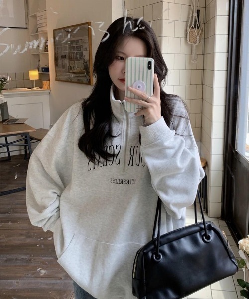 VIBGYOR（ヴィブジョー）の「【バーレスク】ハーフジッププルオーバースエット(BQ)（スウェット・レディース・ブラック/アイボリー/ライトグレー・MEDIUM）」の8枚目の写真