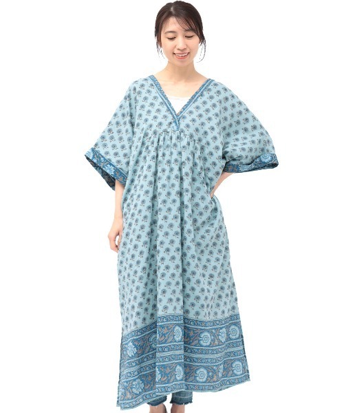 チチカカ（チチカカ）の「フロルブロックプリントワンピース（ワンピース・レディース・イエロー/ブルー/アイボリー・FREE）」の6枚目の写真