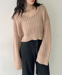 HER CLOSET | 【shemoshelly】WEB限定モヘアタッチメッシュショート丈ニット(ニット/セーター)