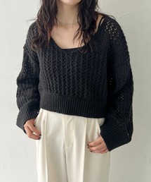 HER CLOSET | 【shemoshelly】WEB限定モヘアタッチメッシュショート丈ニット(ニット/セーター)