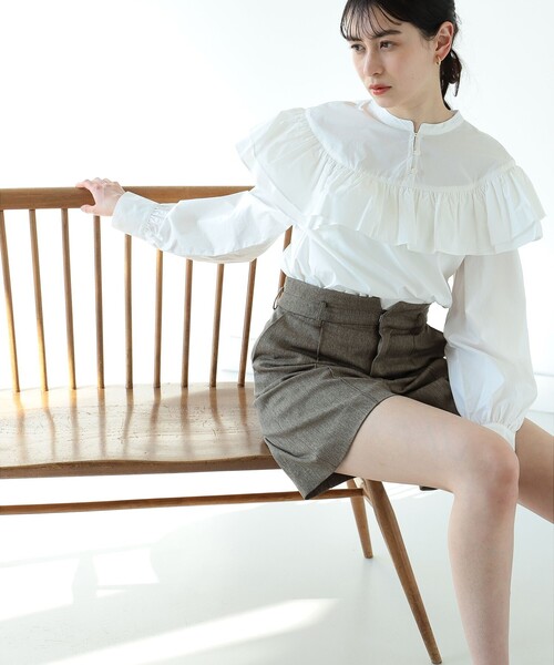 Ray BEAMS（レイビームス）の「Ray BEAMS / フリル ヨーク ブラウス（シャツ/ブラウス・レディース・ブラック/クリーム/ホワイト・ONE SIZE）」の14枚目の写真