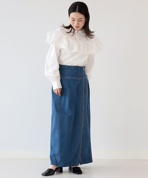 Ray BEAMS（レイビームス）の「Ray BEAMS / フリル ヨーク ブラウス（シャツ/ブラウス・レディース・ブラック/クリーム/ホワイト・ONE SIZE）」の11枚目の写真