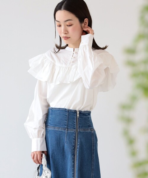 Ray BEAMS（レイビームス）の「Ray BEAMS / フリル ヨーク ブラウス（シャツ/ブラウス・レディース・ブラック/クリーム/ホワイト・ONE SIZE）」の15枚目の写真