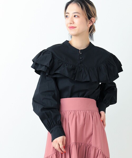 Ray BEAMS（レイビームス）の「Ray BEAMS / フリル ヨーク ブラウス（シャツ/ブラウス・レディース・ブラック/クリーム/ホワイト・ONE SIZE）」の5枚目の写真