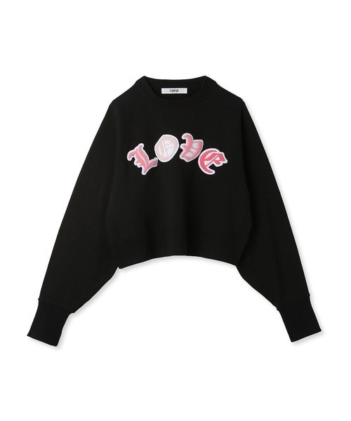 FURFUR（ファーファー）ビジュー付きロゴ刺繍スウェット ブラック