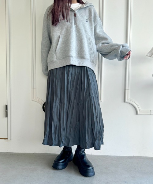 Loueme（ルエム）の「ソフトタッチワッシャーフレアスカート（スカート・レディース・ホワイト/アイボリー/ブラック/ブラウン/ライトグレー/チャコールグレー・FREE）」の8枚目の写真