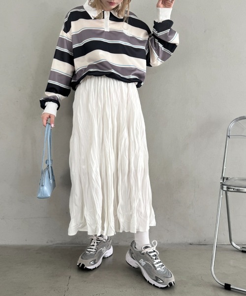 Loueme（ルエム）の「ソフトタッチワッシャーフレアスカート（スカート・レディース・ホワイト/アイボリー/ブラック/ブラウン/ライトグレー/チャコールグレー・FREE）」の16枚目の写真