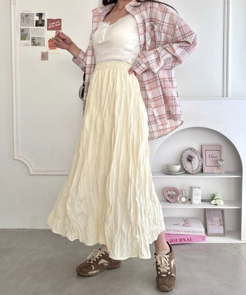 Loueme（ルエム）の「ソフトタッチワッシャーフレアスカート