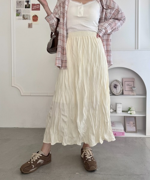 Loueme（ルエム）の「ソフトタッチワッシャーフレアスカート