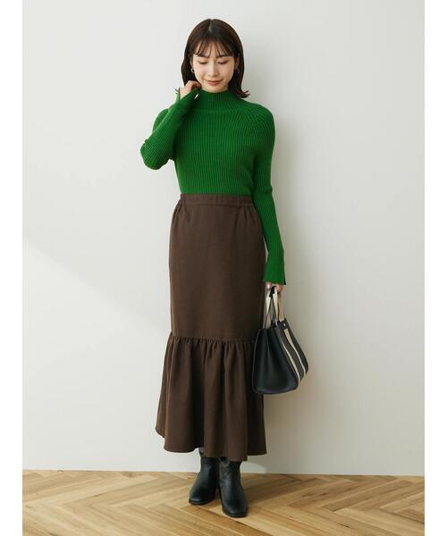 Green　Parks（グリーンパークス）の「・SUGAR SPOONチェックギャザーキリカエスカート（スカート・レディース・チャコールグレー/ブラウン・FREE）」の3枚目の写真