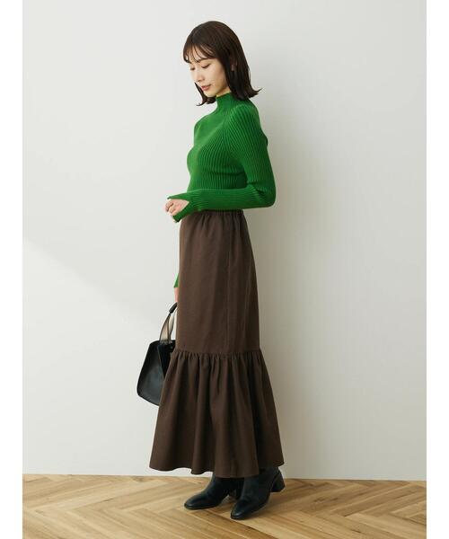 Green　Parks（グリーンパークス）の「・SUGAR SPOONチェックギャザーキリカエスカート（スカート・レディース・チャコールグレー/ブラウン・FREE）」の4枚目の写真