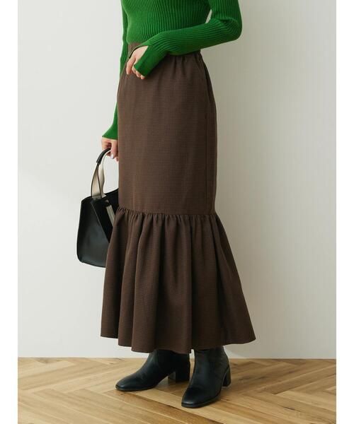 Green　Parks（グリーンパークス）の「・SUGAR SPOONチェックギャザーキリカエスカート（スカート・レディース・チャコールグレー/ブラウン・FREE）」の7枚目の写真
