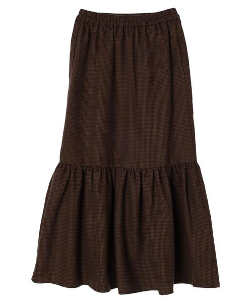 Green　Parks（グリーンパークス）の「・SUGAR SPOONチェックギャザーキリカエスカート（スカート・レディース・チャコールグレー/ブラウン・FREE）」の12枚目の写真