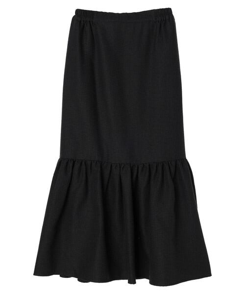 Green　Parks（グリーンパークス）の「・SUGAR SPOONチェックギャザーキリカエスカート（スカート・レディース・チャコールグレー/ブラウン・FREE）」の2枚目の写真