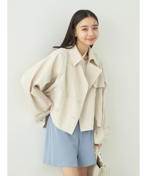 earth music&ecology（アースミュージックアンドエコロジー）の「ショートトレンチコート（トレンチコート・レディース・ベージュ/ネイビー/その他8・FREE）」の12枚目の写真