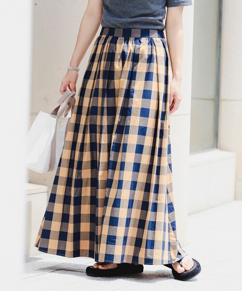 B:MING by BEAMS（ビーミングバイビームス）の「B:MING by BEAMS / ギンガム & ドット スカート（スカート・レディース・ホワイト系その他/ブラウン系その他/ネイビー系/ダークブラウン・SMALL/MEDIUM/LARGE）」の2枚目の写真