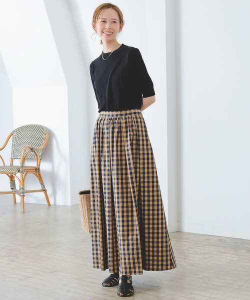 B:MING by BEAMS（ビーミングバイビームス）の「B:MING by BEAMS / ギンガム & ドット スカート（スカート・レディース・ホワイト系その他/ブラウン系その他/ネイビー系/ダークブラウン・SMALL/MEDIUM/LARGE）」の8枚目の写真