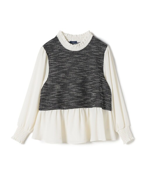SHIPS  シップス　ツイードドッキングフリルトップス SHIPS - シップス ツイードドッキングフリルトップスの通販 by