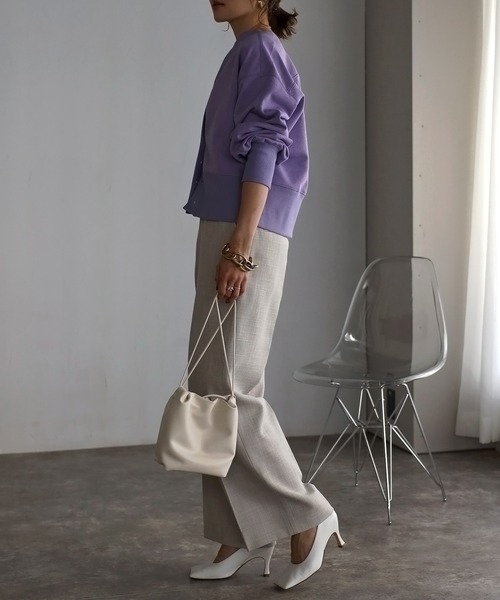 Bonjour Sagan（ボンジュールサガン）の「アップサイクルキーネックスナップカーディガン（カーディガン/ボレロ・レディース・ライトグレー/ラベンダー/ネイビー/ブラック/グリーン・FREE）」の14枚目の写真